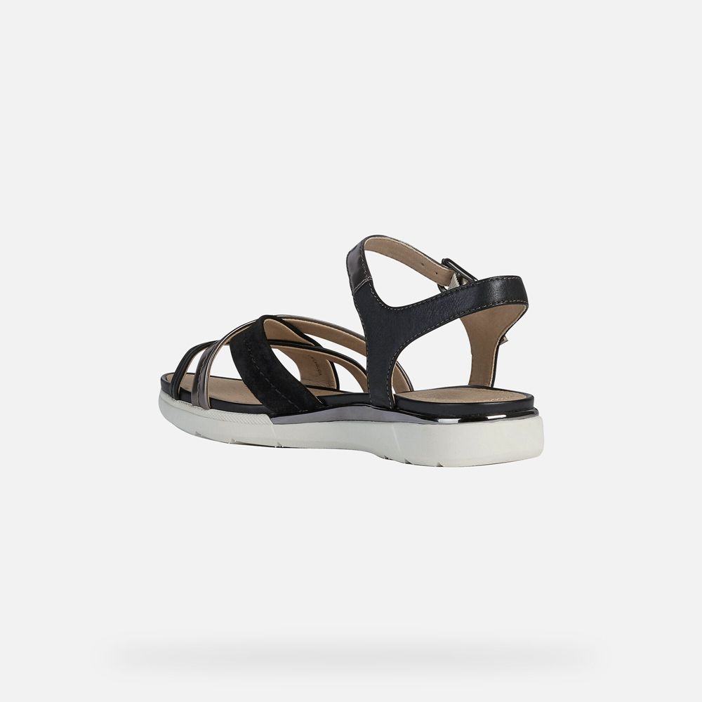 Geox Sandals White/Black Hiver - Geox Womens Shoes - QTUWKC809